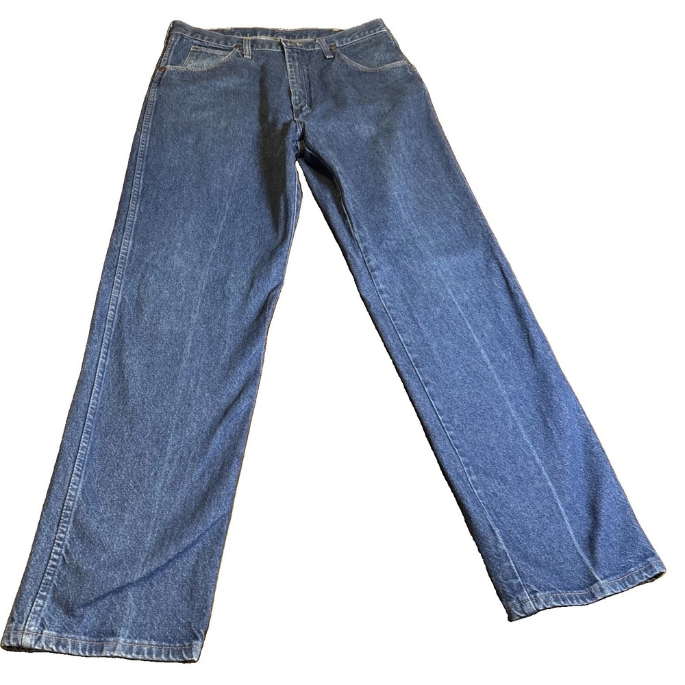 Vintage Wrangler 22MWZPW Men's Jeans 36x34 Blue Relaxed Fit Made USA 100% Cotton